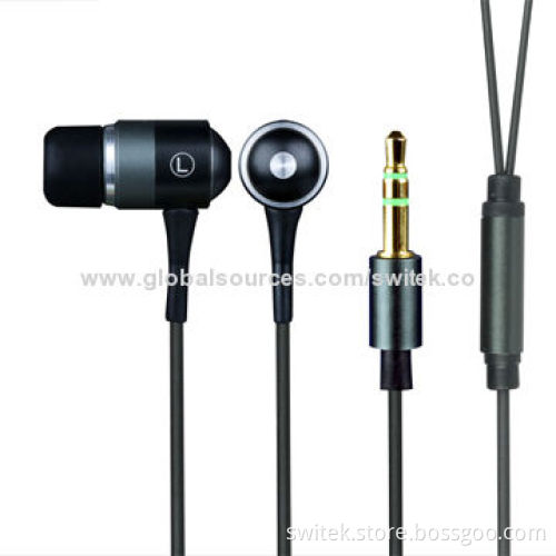 Noise-cancelling Metal In-ear Earphones for iPhone and Mobile Phones with 3.5mm Plug, Supper Bass